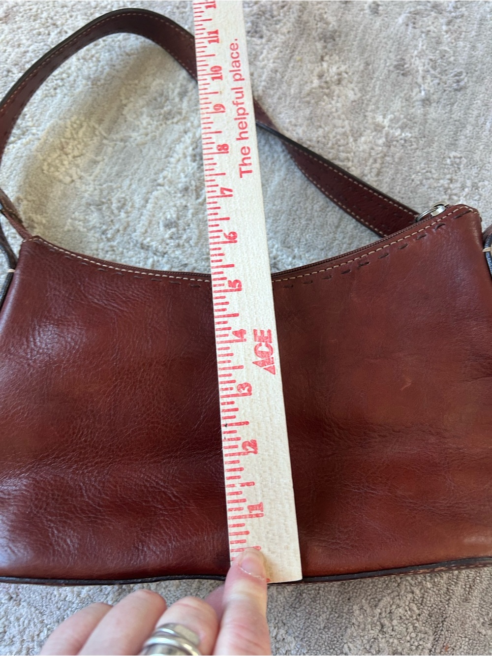 VTG Fossil 100% Leather Small Shoulder Bag Purse Reddish Brown Perfect Condition - Picture 9 of 11